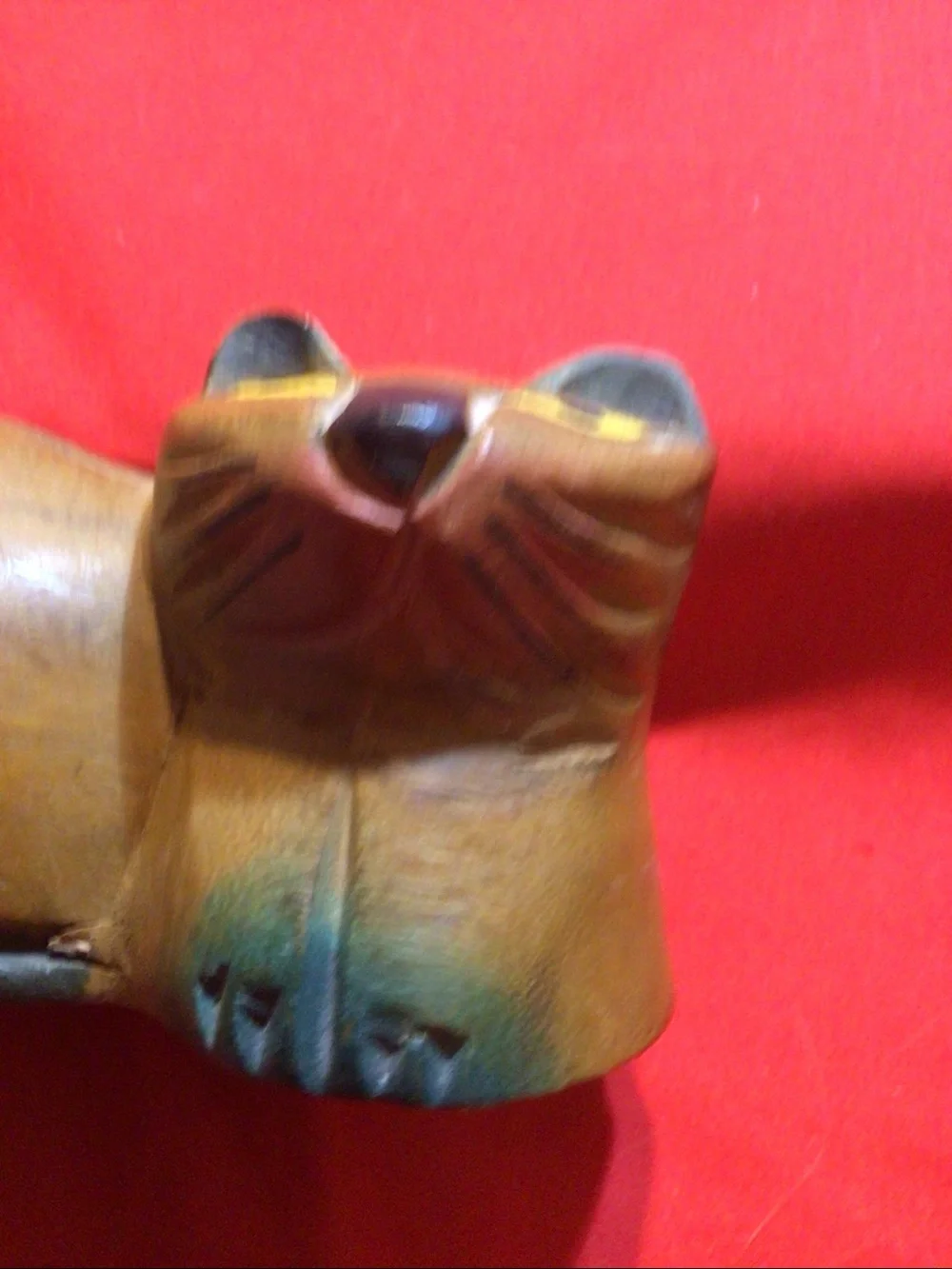 Vintage Wood Carved Painted Cat